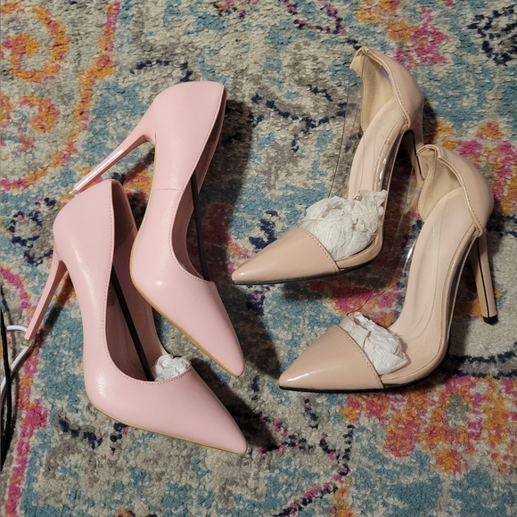 Shoes - Elegant Pink and Nude Stiletto Heels